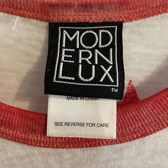 Modern Lux XS Racerback Tank Top White Red Stars Holiday Americana USA T… - Picture 4 of 6